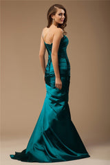 Chic Mermaid One Shoulder Sleeveless Long Ruffles Beading Elastic Woven Elegant Evening Dress-ballbellauk