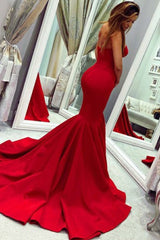 Chic Mermaid Ruffles Strapless Court Train Satin Sleeveless Prom Dress-ballbellauk