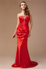 Chic Mermaid Strapless Beading Long Sleeveless Evening Dress-ballbellauk