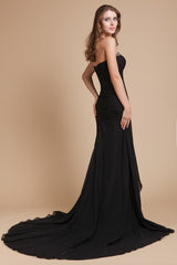 Chic Mermaid Sweetheart Beading Sleeveless Long Evening Dress Chiffon-ballbellauk