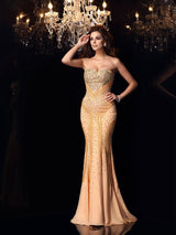 Chic Mermaid Sweetheart Beading Sleeveless Long Evening Dress Chiffon-ballbellauk