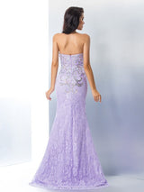 Chic Mermaid Sweetheart Beading Sleeveless Long Lace Prom Dress-ballbellauk