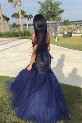 Chic Mermaid Sweetheart Beading Sleeveless Tulle Long Prom Dress-ballbellauk