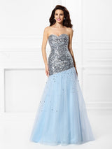 Chic Mermaid Sweetheart Sequin Sleeveless Long Elegant Evening Dress-ballbellauk