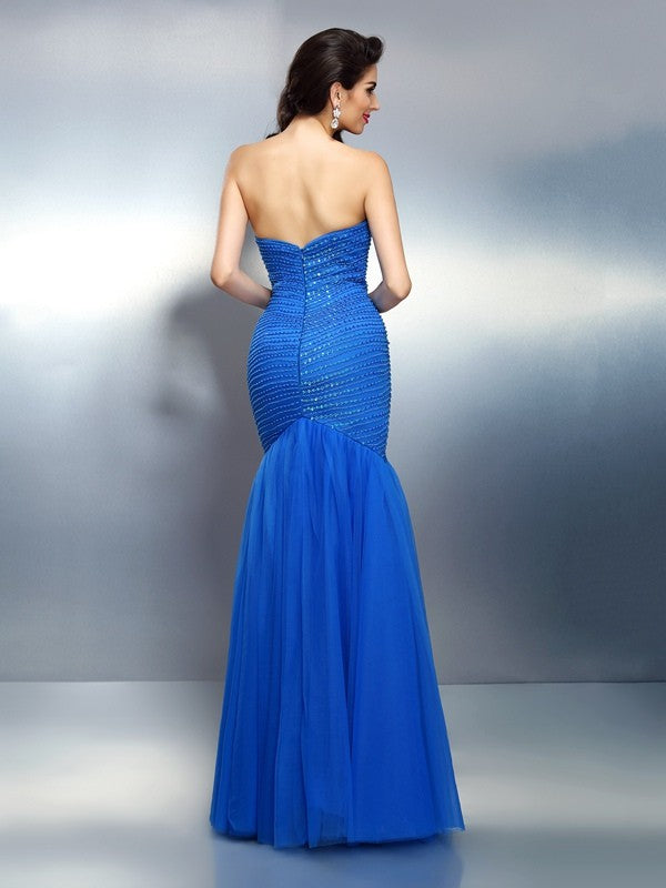 Chic Mermaid Sweetheart Sleeveless Long Elegant Evening Dress-ballbellauk