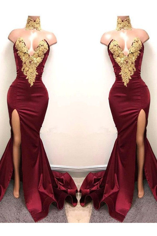 Chic Mermaid Sweetheart Sleeveless With Appliques Prom Dress Long Online-ballbellauk