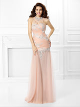 Chic Mermaid Sweetheart With Appliques Sleeveless Long Evening Dress Chiffon-ballbellauk