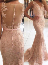 Chic Mermaid V-neck Sleeveless Lace With Appliques Prom Dress-ballbellauk