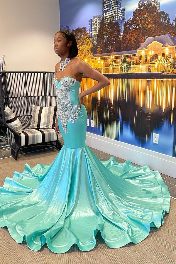 Chic Sleeveless Jade Prom Dress UK With Appliques & Beading-ballbellauk