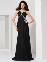 Classic Straps Beading Sleeveless Long Evening Dress Chiffon-ballbellauk