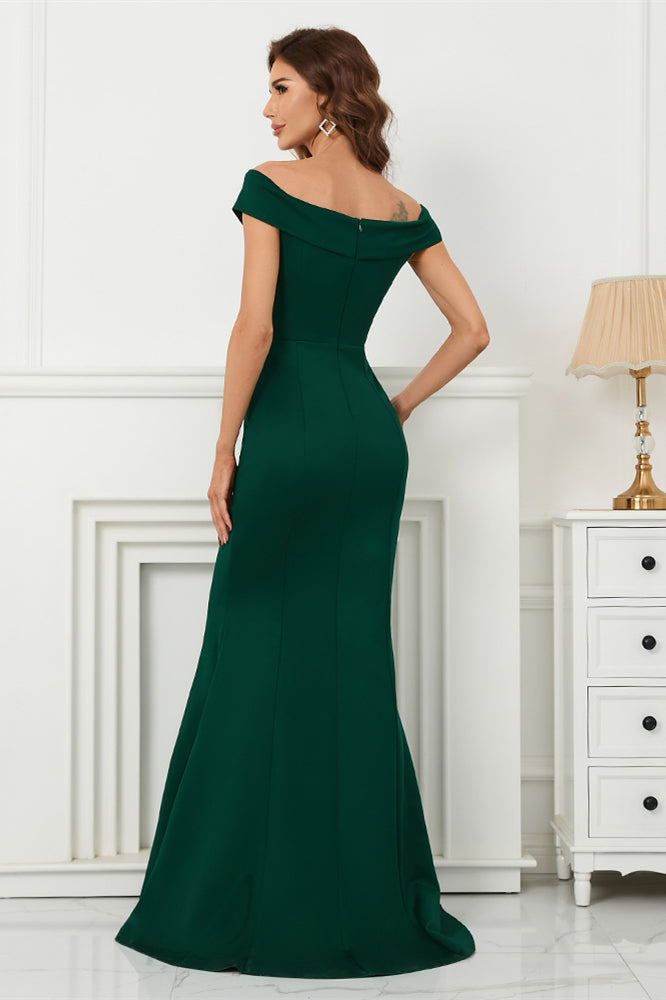 Dark Green Off-The-Shoulder Mermaid Sweetheart Evening Dress On Sale-ballbellauk