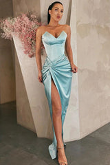 Designer Sheath Ruched Sweetheart Sleeveless Prom Dress-ballbellauk