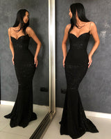 Elegant Black Mermaid Evening Dress with Paillette-ballbellauk