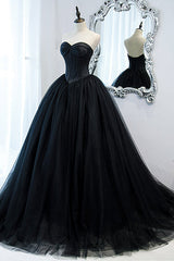 Elegant Black Sweetheart Long Evening Dress Ball Gown with Sleeveless-ballbellauk