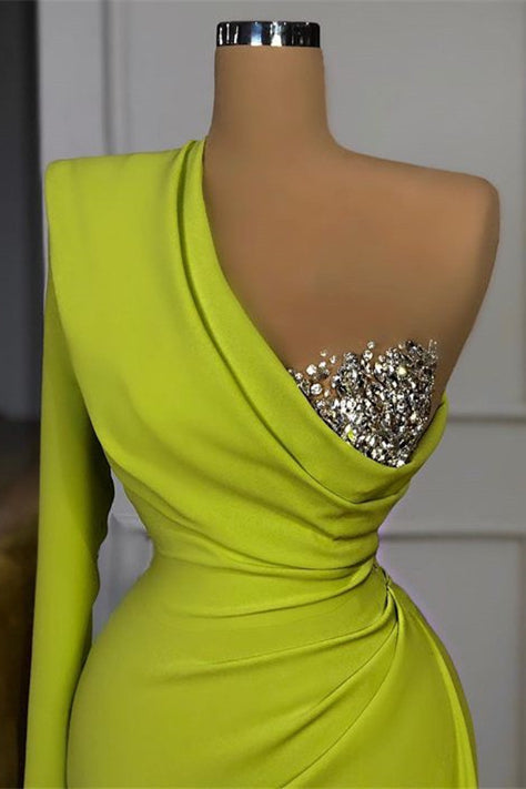 Elegant Mermaid Prom Dress UK with One Shoulder and Sequins, Long Sleeve-ballbellauk