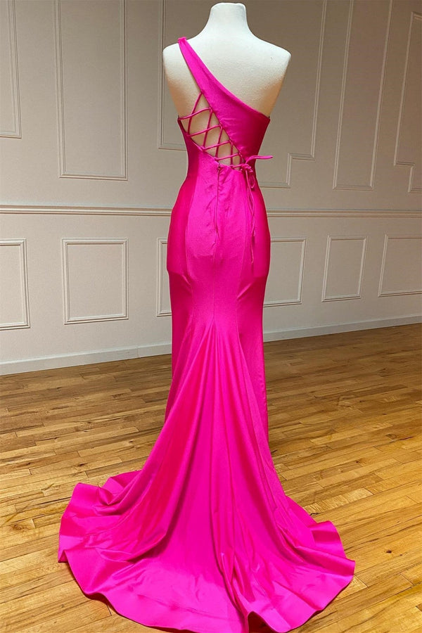 Elegant One Shoulder Mermaid Evening Dress with Split Sash-ballbellauk