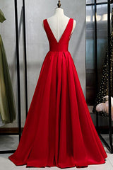 Elegant Red V-neck A-Line Prom Dress UK with Sleeveless - Shop Online-ballbellauk