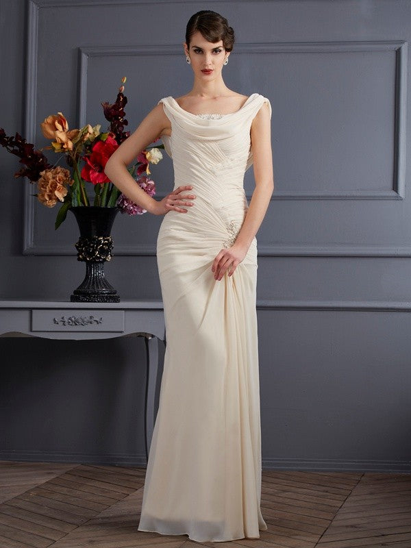 Elegant Scoop Beading Sleeveless Long Evening Dress Chiffon-ballbellauk