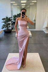 Elegant Sleeveless Mermaid Strapless Evening Dress with Long Slit-ballbellauk