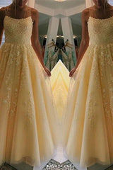 Elegant Tulle Ball Dress Appliques Sleeveless Long Prom Dress-ballbellauk