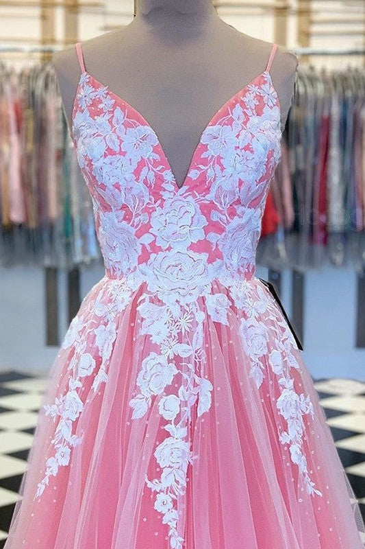 Elegant Tulle Ball Dress Appliques Sleeveless Long Prom Dress On Sale-ballbellauk