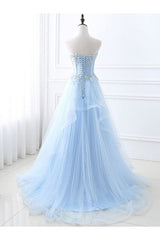 Elegant Tulle Ball Dress Appliques Sweetheart Sleeveless Prom Dress-ballbellauk