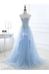 Elegant Tulle Ball Dress Appliques Sweetheart Sleeveless Prom Dress-ballbellauk