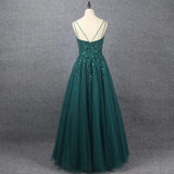 Elegant V Neck A Line Prom Dress UK with Appliques-ballbellauk