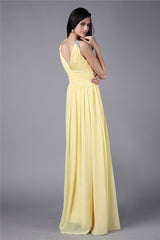 Elegant V-Neck Beading Sleeveless Long Evening Dress Chiffon-ballbellauk