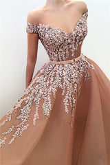 Elegant V-Neck Mermaid Prom Dress UK With Belt and Off-The-Shoulder Appliques-ballbellauk