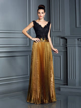 Elegant V-Neck Pearls Sleeveless Long Evening Dress-ballbellauk