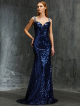 Elegant V-Neck Sleeveless Beading Sequins Prom Dress-ballbellauk