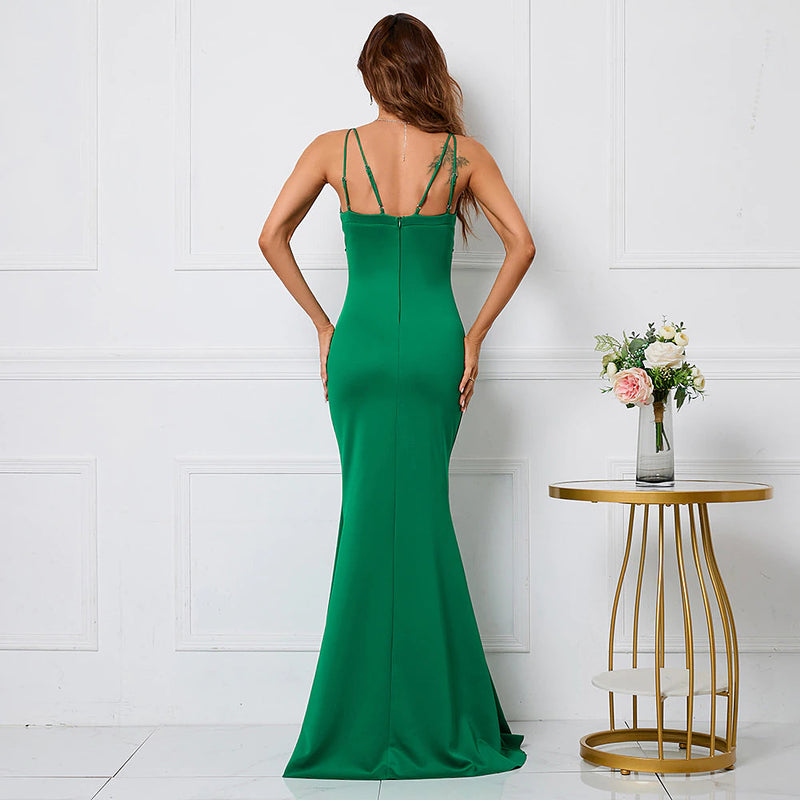 Emerald Green Mermaid V-Neck Prom Dress UK with Sequins-ballbellauk