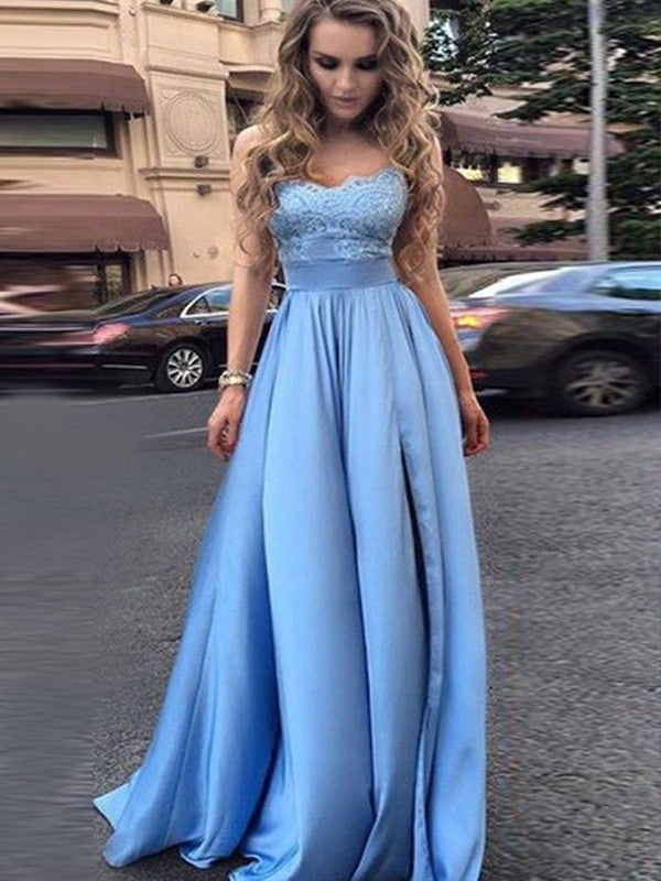 Empire Sleeveless Sweetheart Long Lace Elegant Evening Dress-ballbellauk