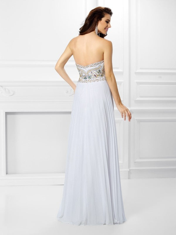 Empire Sweetheart Beading Sleeveless Long Evening Dress Chiffon-ballbellauk