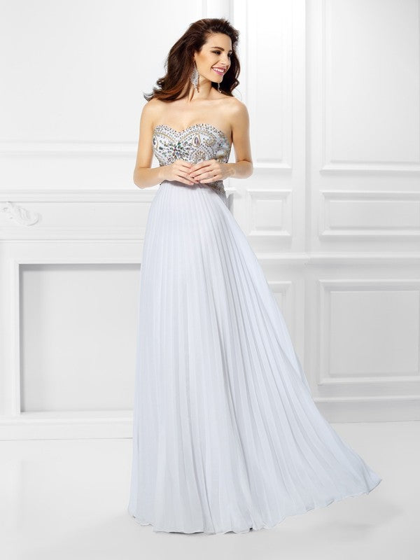 Empire Sweetheart Beading Sleeveless Long Evening Dress Chiffon-ballbellauk