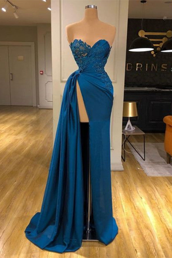 Fabulous Sweetheart Prom Dress Long With Split Lace Appliques-ballbellauk