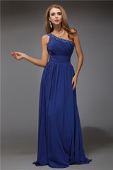 Fantastic New Arrival One Shoulder Beading Sleeveless Long Evening Dress Chiffon-ballbellauk