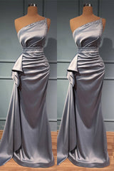 Glam Up with One Shoulder Beadings Prom Dress UK Shiny Sliver & Belts Online-ballbellauk