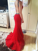 Glamorous Beading Sleeveless Long Halter Elegant Evening Dress-ballbellauk