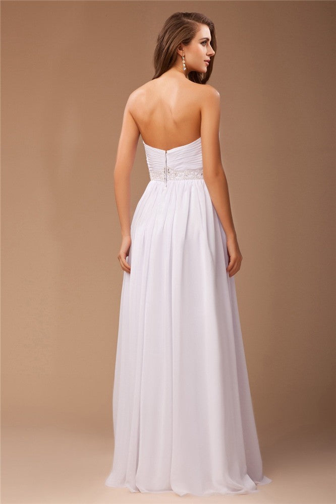 Glamorous Beading Sweetheart Long Sleeveless Evening Dress Chiffon-ballbellauk