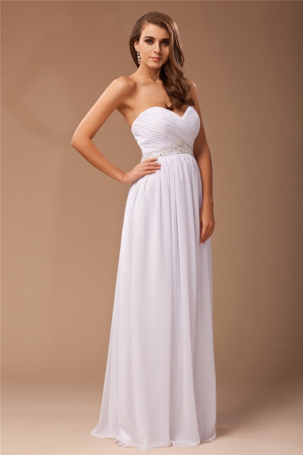 Glamorous Beading Sweetheart Long Sleeveless Evening Dress Chiffon-ballbellauk