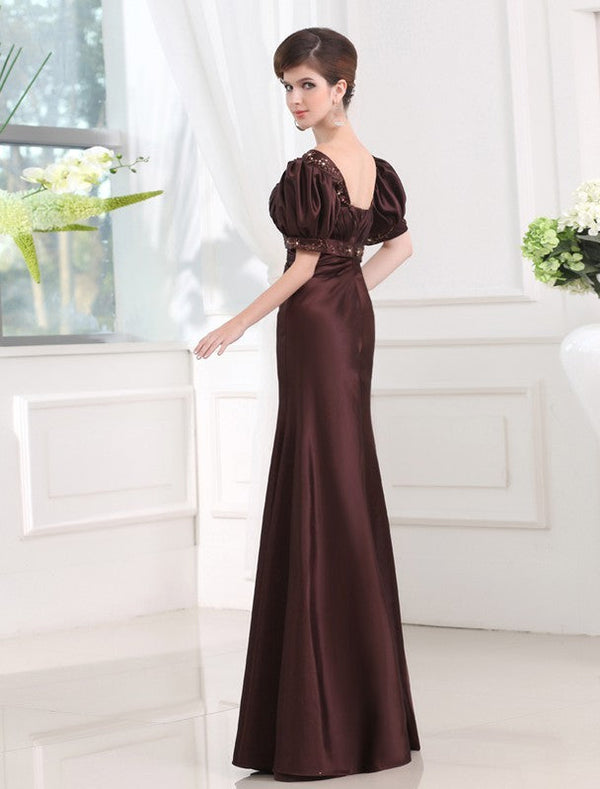 Glamorous Beading V-neck Half Sleeves Long Elegant Evening Dress-ballbellauk