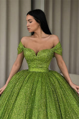 Glamorous Green Sequin Evening Dress Ball Gown-ballbellauk