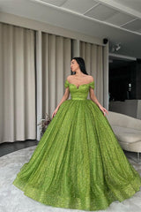 Glamorous Green Sequin Evening Dress Ball Gown-ballbellauk