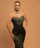 Glamorous High Neck Mermaid Prom Dress UK With Beading-ballbellauk