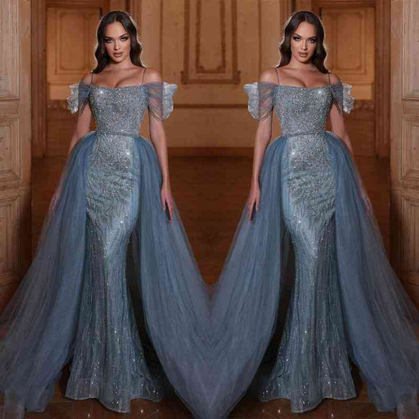 Glamorous Off The Shoulder Mermaid Prom Dress UK with Tulle Ruffles and Appliques-ballbellauk