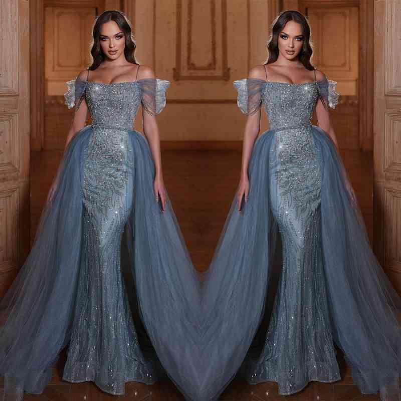 Glamorous Off The Shoulder Mermaid Prom Dress UK with Tulle Ruffles and Appliques-ballbellauk