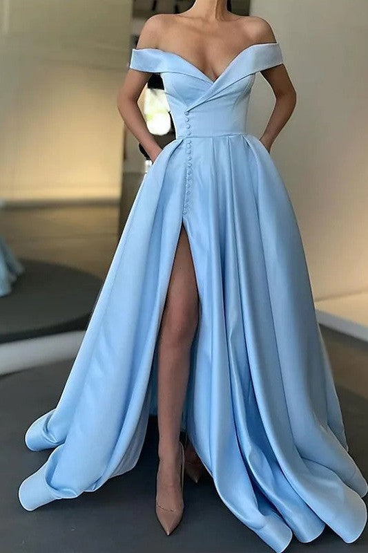 Glamorous Party Dress Ruffles Off-the-Shoulder Sleeveless Prom Dress-ballbellauk