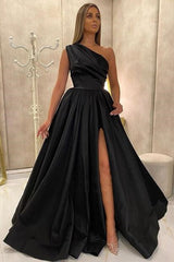 Glamorous Party Dress Ruffles One-Shoulder Sleeveless Prom Dress-ballbellauk